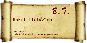 Baksi Ticiána névjegykártya